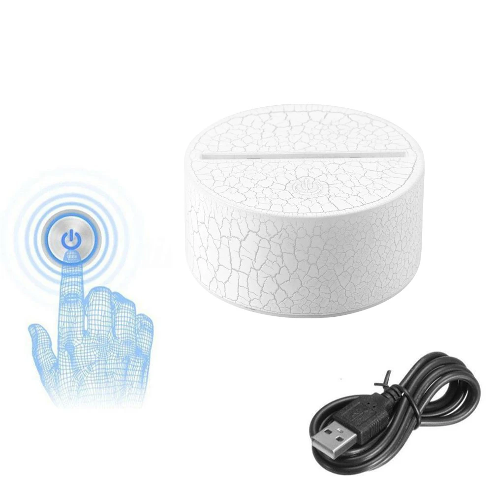 USB Cable Touch 3D illusion LED Night Lamp Crack Base Remote Control 3D LED Light Holder Lamp Base