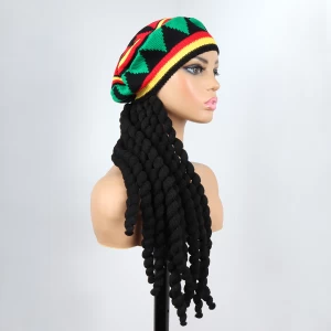 VAST wholesale winter hats reggae jamaican style knitted rasta hat dreadlock wig hat for women men