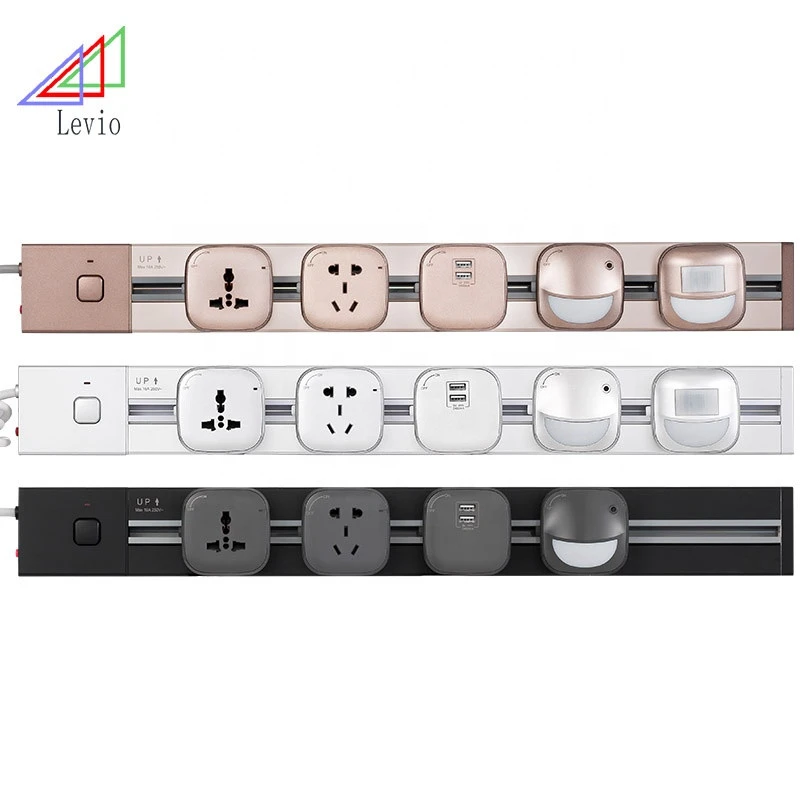 wall mounted track electrical power socket Track Rail Hidden Kitchen Socket and Adapter Mobile Embedded desk power sockets