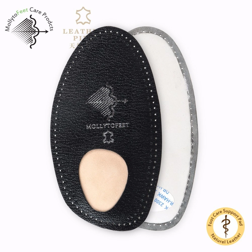 Waterproof black Sheepskin Genuine Leather material Metatarsal Support massage forefoot orthotic shoe pad for all shoe