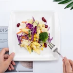 White hotel Porcelain Square Plate dish Unique Square  Flat Dinner Plates
