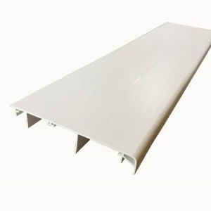 White pvc plastic extrusion profile top cover with punching holes 187mm wide