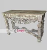 white washed hand carved indian console table