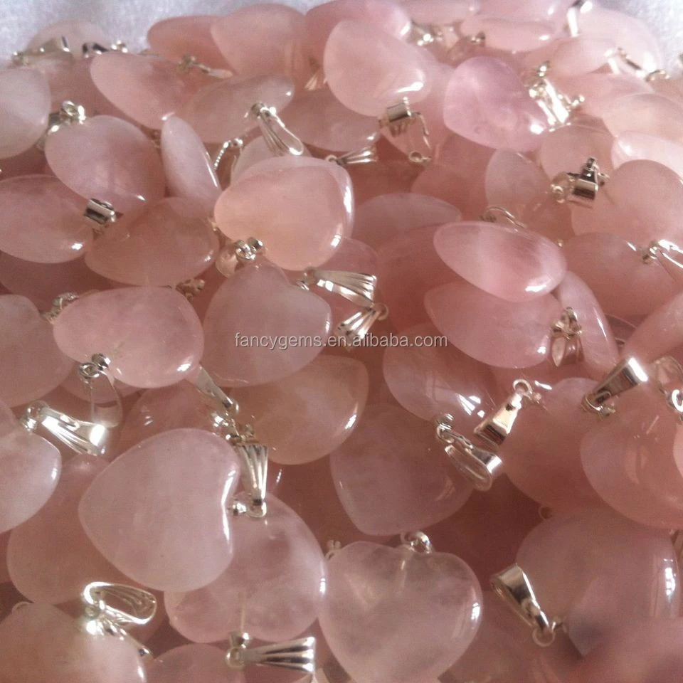 Wholesale 20mm Small Semi-precious Stones Rose Quartz Heart Pendant