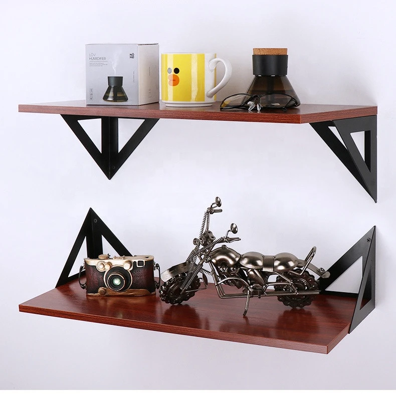 Wholesale black clapboard support shelf wrought iron rack on the wall wall-mounted floating triangle fixed bracket