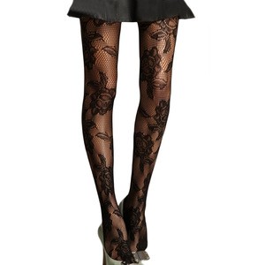 Wholesale Black Seamless Floral Fishnet Pantyhose Tights For Women