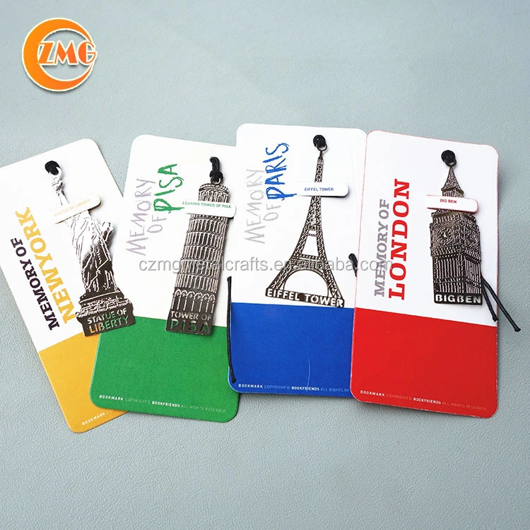Wholesale cheap high quality metal book mark for souvenir of the world&#x27;s four major places of interest