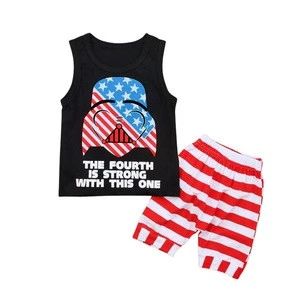 Wholesale Children&#039;s Boutique Clothing Summer Boys Sets Patriotic Boys 4th of July outfit