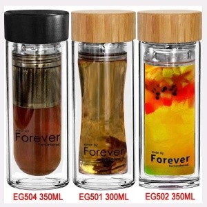 Wholesale eco friendly bpa free double wall glass flask/ glass vacuum thermos flask