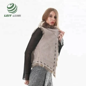 Wholesale high quality china women gray fur collar waistcoat fashion girl vest