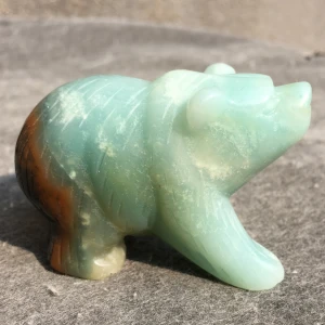 Wholesale Natural 2inch Amazonite Crystal Crafts Bear Figurines Foaling Bear Statue Crystal carved skulls