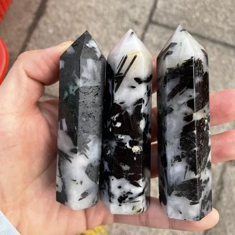 Wholesale natural cheap crystals healing stones black tourmaline quartz tower stones folk crafts