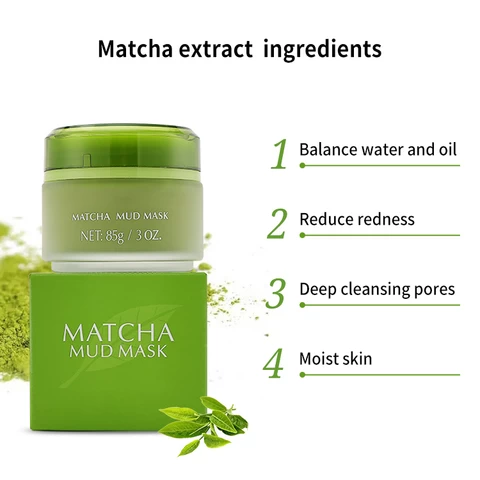 Wholesale natural skin face care moisturizing green tea clay facial musk organic oil control whitening matcha mud mask