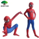 Wholesale New Fashion Amazing Spider-Man Tight Jumpsuit Set Party Cosplay Gifts Childrens Halloween  Iron Handpiece Jumpsuit