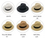 Wholesale Parents Kids Family Size High Quality Paper Straw Panama Fedora Hat with Black Band