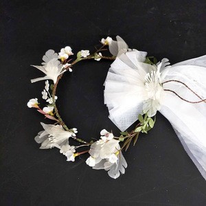 Wholesale stock available wedding bridal veil hair accessories flower crown for women