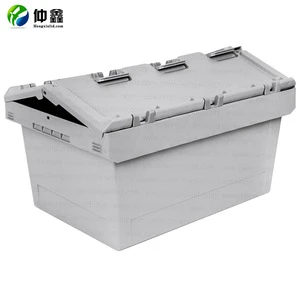 Wholesales high quality stack attached Lid Container logistics nesting tote boxes plastic