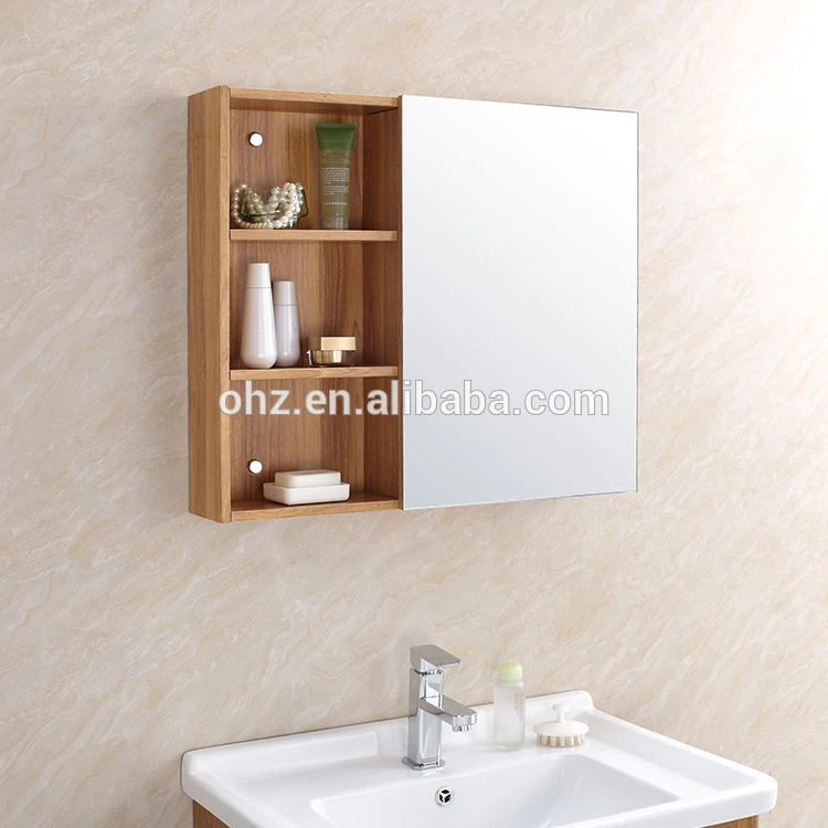 Wooden Color Large Storage Bathroom Vanity Cabinets Mirror Cabinet T-110