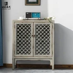 Wooden work Pastoral White Storage Distressed Vintage Paint Sideboard