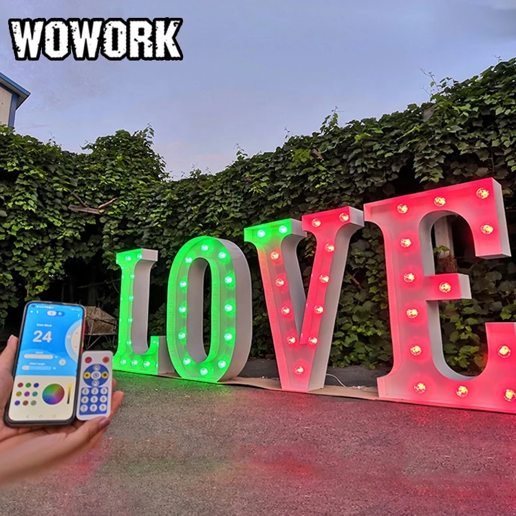 WOWORK LED A-Z huge free standing marquee capital letters lamp for wedding decorations