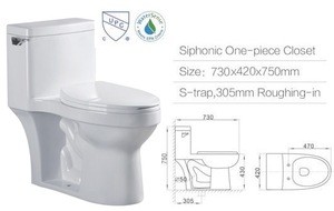 ZHONGYA CUPC Water sense United States America toilets sanitary ware siphonic western one piece toilets with flush tank