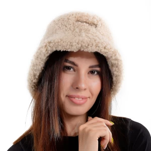 Sheepskin Hat, Panama Fur Hat, Winter Headpiece, Natural Fur Hat, Genuine Sheepskin Leather, Winter Camping Hat