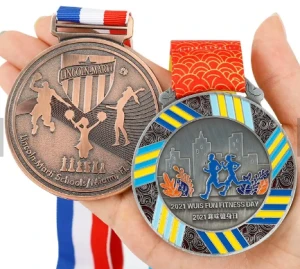 Custom Gold Silver Metal Medal Award Competition Zinc Alloy Enamel Marathon Running Medal Sport Medals
