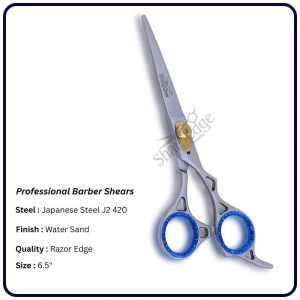 6.5" Water Sand Finish Barber Scissors – Offset Right-Hand Hairdressing Shears | OEM Razor Edge Manufacturer Pakistan