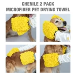 Chenile 2 Pack Pet Drying Towel Yellow