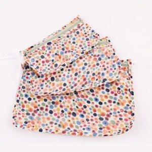 Manufacturer's Floral PVC Multifunctional Zipper Storage Bag Toiletry & Document Organizer with Spliced Printed Sewn De