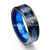 Dragon inlay and cz black tungsten mens jewerly ring