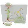 Wholesale OEM xiuyan white green jade face massage roller gua sha set 100% natural