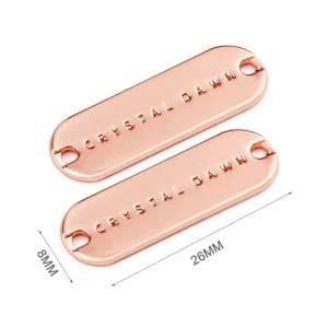 Wholesale Engraved Logo Metal Garment Label for bags, Custom Rose Gold Metal Tags for Clothing