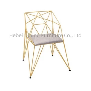 Hollow Gold Wire Chair with Soft Cushion
