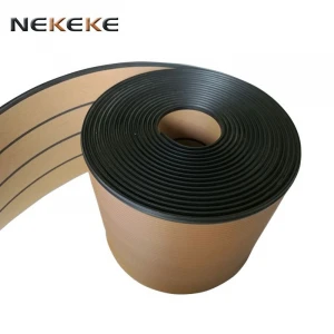 NEKEKE 25 Meter Roll 200mm Wide With Black Caulking Line Synthetic Teak composite PVC decking