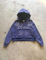 Embroided Rhinestone Hoodie