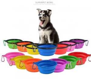 Dog Travel Bowl Pet Folding Bowl Silicone Collapsible Food & Water Bowl