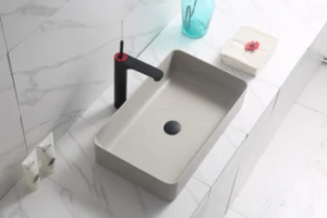 rectangular grey or white solid surface washbasin or sink
