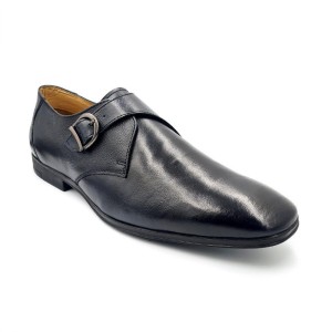 Black Real Leather Designer Monk Shoes