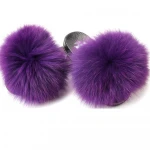 Custom color soft baby kids fur slipper set toddler fur slides with strap in the back