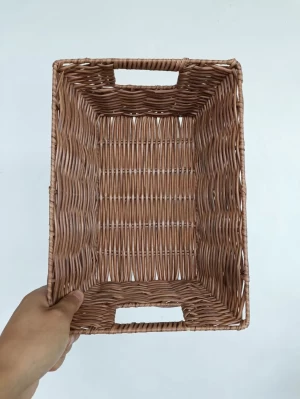 Rattan-like PE Poly Wicker Bread Baskets Rectangular Platters Woven Baskets Storage Serving Trays