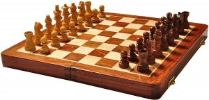 Chess 12 inches Folding Wooden Handmade Chess Set Board with Magnetic Pieces | Chess Board Set 12x12 inch