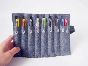 Custom Soft Felt Pencil Case Roll Up Pencil Bag Pen Holder