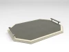 High-Gloss-Lacquer Octangon Tray Float with Leather Decor