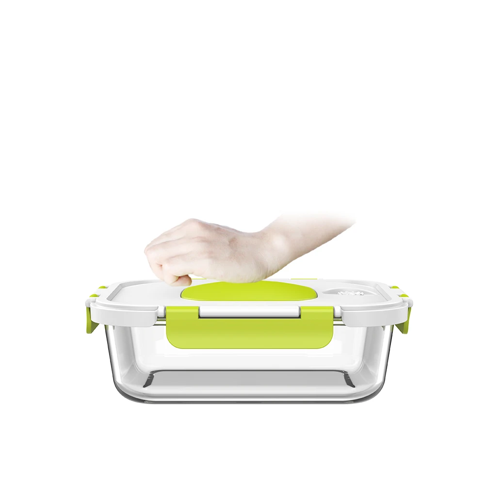 1040ml new rectangular borosilicate glass pump lid vacuum preservation bento lunch box food fresh keeping container crisper