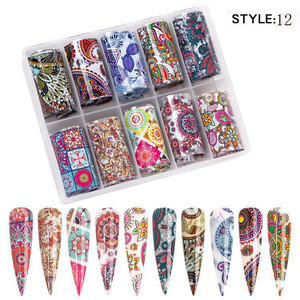 12 styles stock nail transfer foil 12pcs/set nail art foil sticker