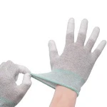 13 Gauge Grey Carbon Fibers Coated PU Fingertip Anti Static ESD Gloves For Electrical Work