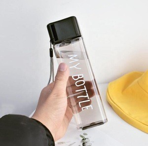 16 OZ Square Milk Tea Cup Plastic Water Bottle My Bottle with Rope