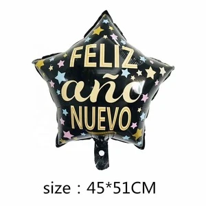18in happy new year Spanish feliz ano nuevo star shape foil balloon Spanish party balloons