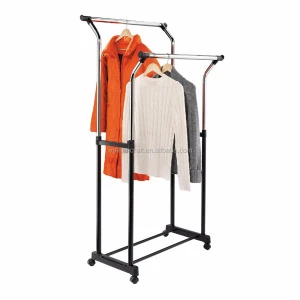 2 Metal Hanger Clothing Rack with Two Bars for Garments Coat and Shoes Rack